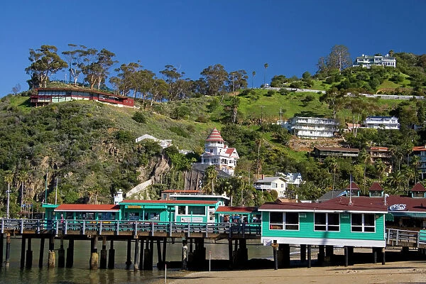 The Green Pier in Avalon Harbor on Catalina Island, California, USA
