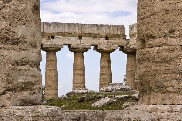 Italy, Campania, Paestum. Columns of the Temple of Hera
