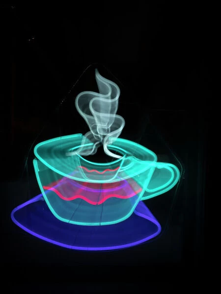 Neon coffee cup sign