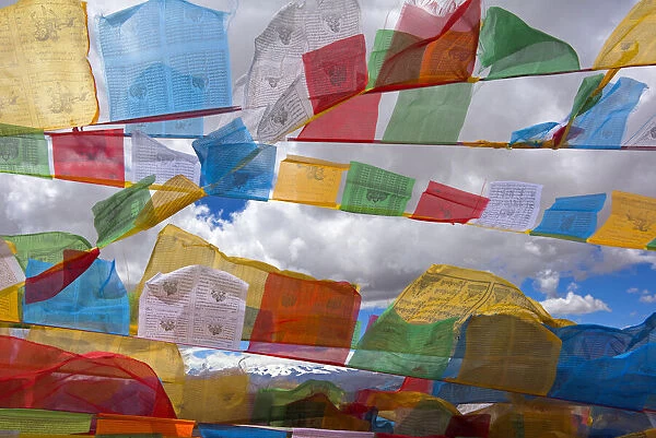 Prayer flags in the Himalayas, Mt. Everest National Nature Reserve, Shigatse Prefecture