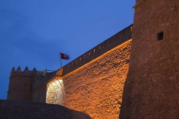 Tunisia, Cap Bon, Hammamet, waterfront, Kasbah Fort, evening