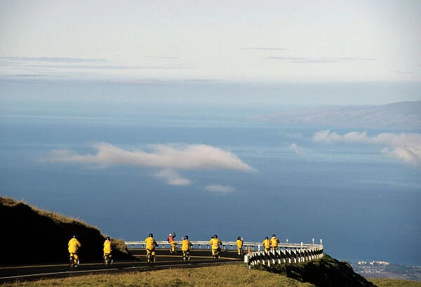 USA, Hawaii, Downhill Bicycling, Haleakala National Park, Maui