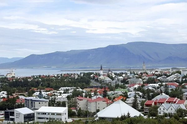 View of the city from the viewing deck of Perlan, Reykjavik, Iceland