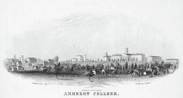 AMHERST COLLEGE, 1863. A view of Amherst College in Amherst, Massachusetts, Steel engraving