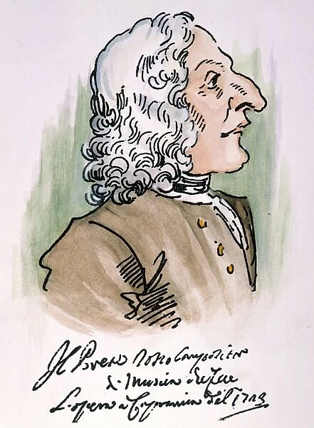 ANTONIO VIVALDI (1678-1741). Italian composer. Drawing, 1723, by Pier Leone Ghezzi