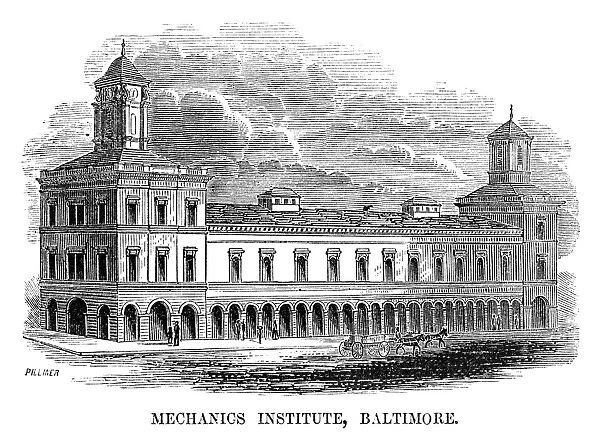 BALTIMORE: INSTITUTE, 1853. The Mechanics Institute in Baltimore, Maryland. Engraving