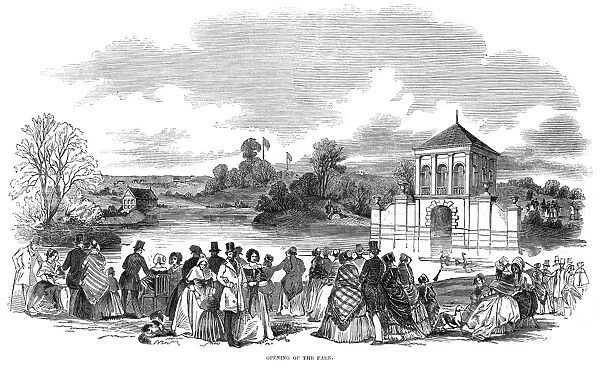 BIRKENHEAD PARK, 1847. Crowds in Birkenhead Park, Birkenhead, England, on the occasion