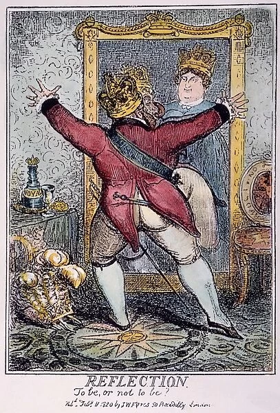 CARTOON: GEORGE IV, 1820. Reflection (To be, or not to be?)