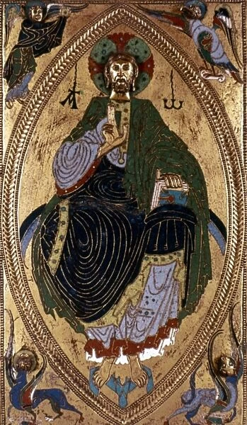 CHRIST IN MAJESTY. Limoges enamel, France, late 12th century