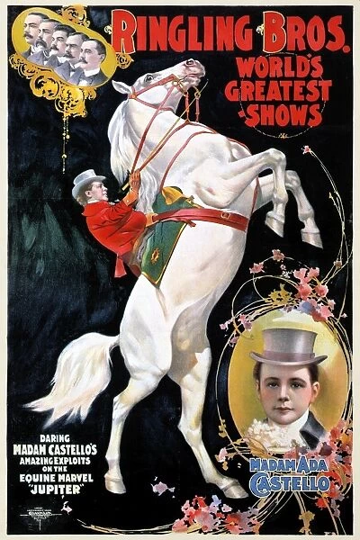 CIRCUS POSTER, 1899. Equestrienne Ada Castello on an American circus poster, c1899