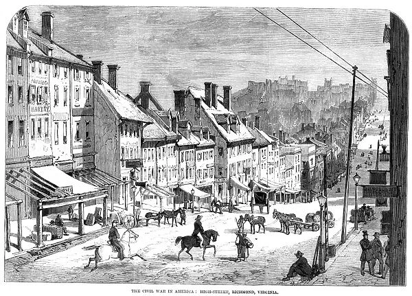 CIVIL WAR: RICHMOND, 1862. A view of Richmond, Virginia, during the Civil War. Wood engraving, English, 1862