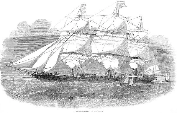 CLIPPER SHIP, 1853. The Gauntlet. Wood engraving, English, 1853