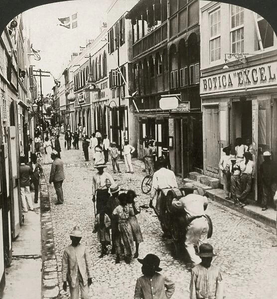CURACAO: WILLEMSTAD, 1904. A commercial street in Willemstad on the Dutch Island of Curacao
