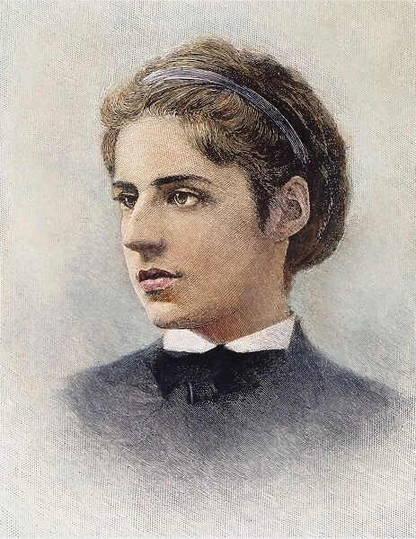 EMMA LAZARUS (1849-1887). American poet and essayist: wood engraving, 1888