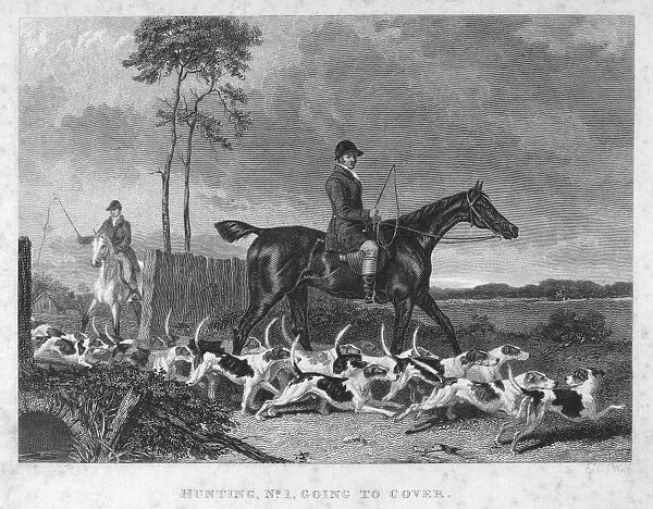 ENGLAND: FOX HUNT, 1832. Going to cover. Line engraving, English, 1832