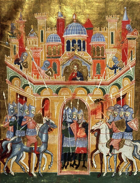 FIRST CRUSADE, 1099. European knights capture Jerusalem in this fanciful manuscript