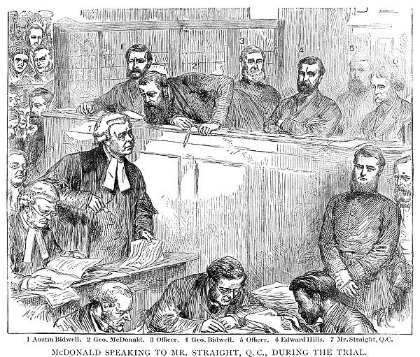 GEORGE BIDWELL (c1837-1899). American confidence man. The trial of George and Austin Bidwell, George MacDonald, and Edwin Noyes Hills for forgery at the Central Criminal Court in Old Bailey, London, England, August 1873