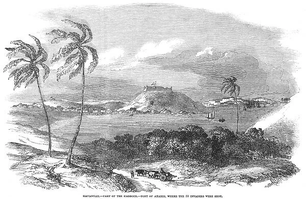 HAVANA, CUBA, 1851. A view of the harbor and Fort of Atares. Wood engraving, English, 1851