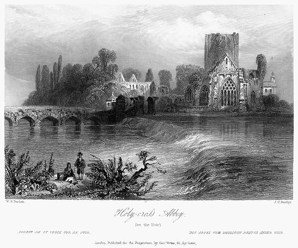 IRELAND: HOLY CROSS ABBEY. View of Holy Cross Abbey on the river Suir, County Tipperary, Ireland. Steel engraving, English, c1840, after William Henry Bartlett