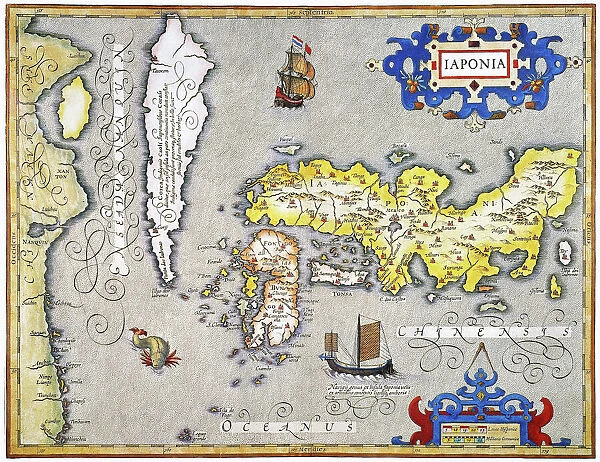 JAPAN: MAP, 1606. Map of Japan engraved by Jodocus Hondius for a 1606 edition of Gerardus Mercators Atlas. Korea is shown as an island
