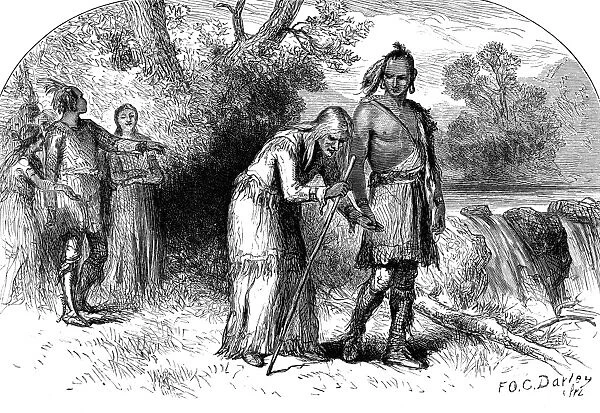 LONGFELLOW: HIAWATHA. The Song of Hiawatha by Henry Wadsworth Longfellow. The story of Osseo. Wood engraving after Felix O. C. Darley from a 19th century edition
