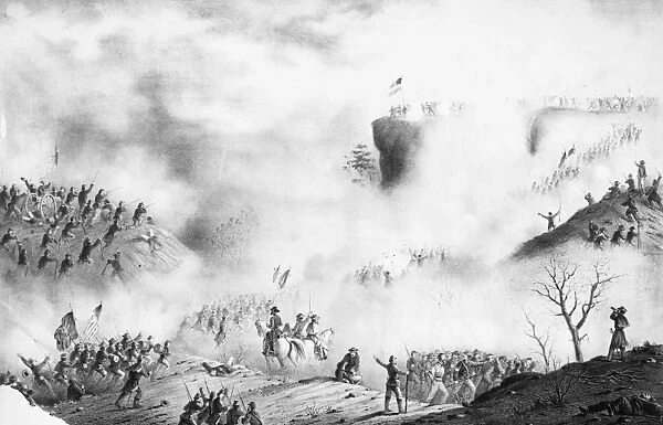 LOOKOUT MOUNTAIN, 1863. Battle of Lookout Mountain, Tennesse, 24 November 1863. Lithograph, 19th century