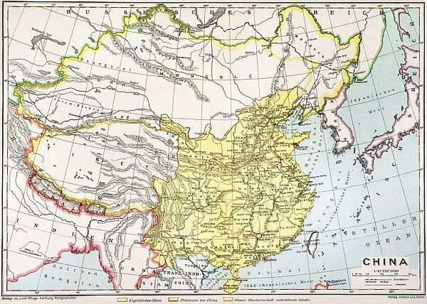 MAP: CHINA, 1910. Map of China published in Germany, 1910