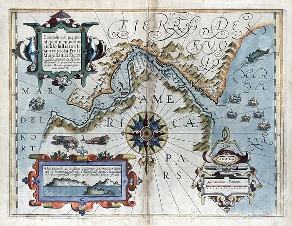 MAP: STRAIT OF MAGELLAN, 1611. An early depiction of the Strait of Magellan at the