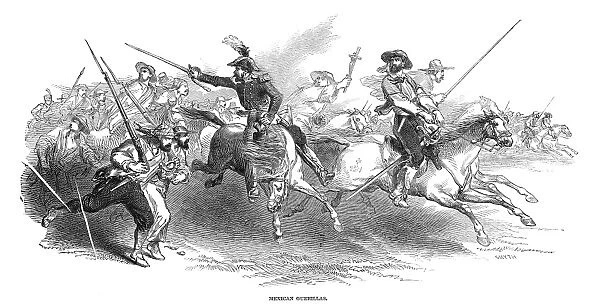 MEXICO: GUERILLAS, 1847. Guerilla fighters in Mexico. Engraving, English, 1847