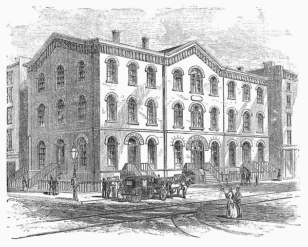 NEW YORK: DISPENSARY, 1868. Demilt Dispensary, incorporated 1851, at Second Avenue and Twenty Third Street, New York. Wood engraving, 1868