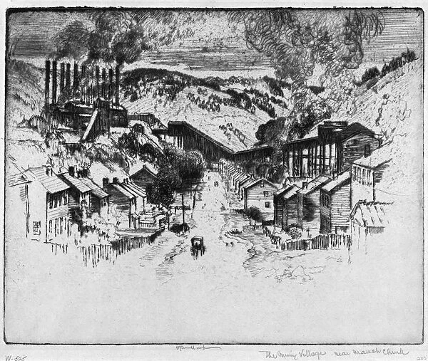 PENNELL: MAUCH CHUNK, 1909. The mining village near Mauch Chunk. Etching by Joseph Pennell