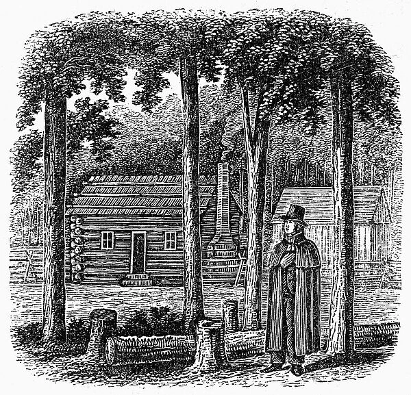 PRINCE DEMETRIUS AUGUSTINE GALLITZIN (1770-1840). Russian-born Roman Catholic priest and missionary. Gallitzin at Loretto, Pennsylvania. Line engraving, 19th century