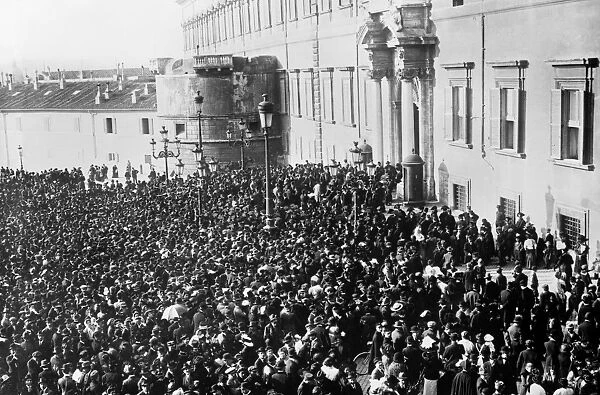 ROME: DEMONSTRATION, 1912. A large crowd gathered outside the Quirinal Palace in Rome