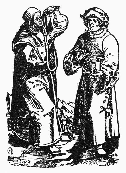 SAINTS COSMAS & DAMIAN (d. c303 AD). Twins and early Christian martyrs. Patron saints of medicine. Wood engraving
