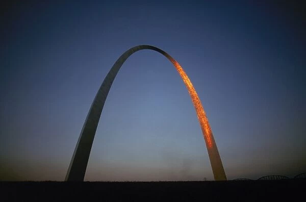 ST. LOUIS: GATEWAY ARCH. Twilight view of the Gateway Arch in St. Louis, Missouri. Photographed c1974