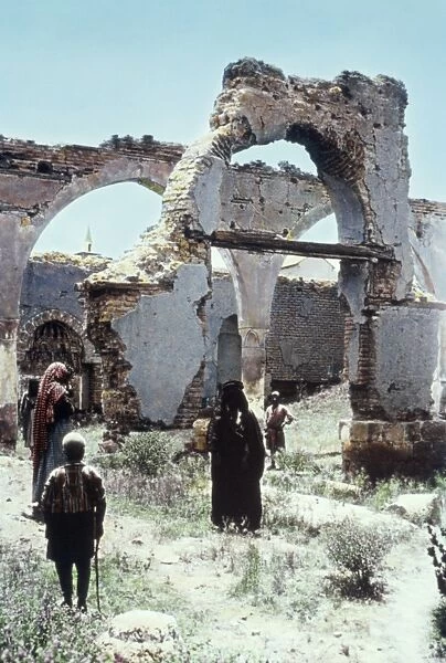 SYRIA: DAMASCUS, c1950. Ruins of the House of Naaman in Damascus, Syria. Photograph