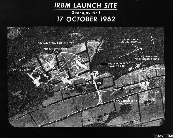 U. S. Air Force photograph of the launch site of intermediate-range ballistic missiles (IRBMs) at Guanajay, Cuba, 17 October 1962