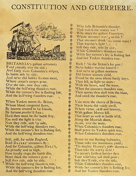 WAR OF 1812: BROADSIDE. A broadside, printed in Boston, 1812, celebrating the victory