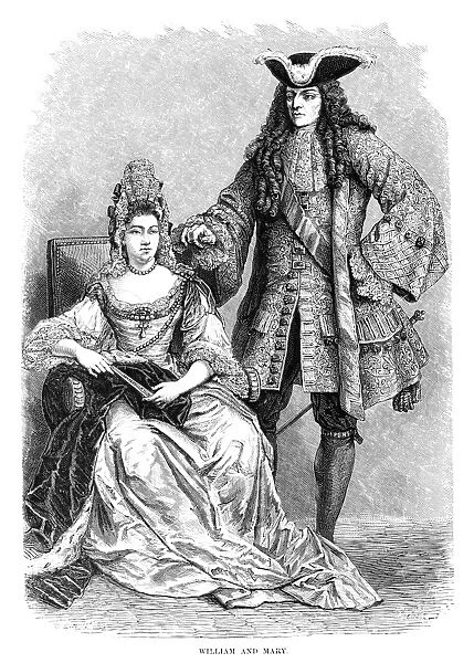 WILLIAM III AND QUEEN MARY of England. Wood engraving