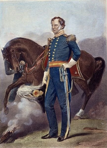 WINFIELD SCOTT (1786-1866) as General-in-Chief of the Armies of the United States during the Mexican War. Steel engraving, 1858