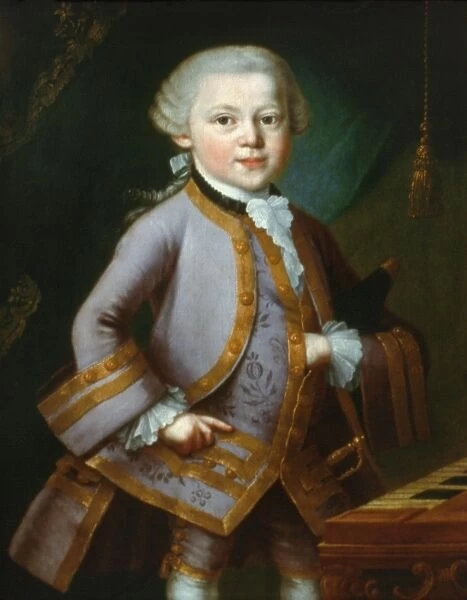WOLFGANG AMADEUS MOZART (1756-1791). Austrian composer. Mozart at age 7. Oil on canvas