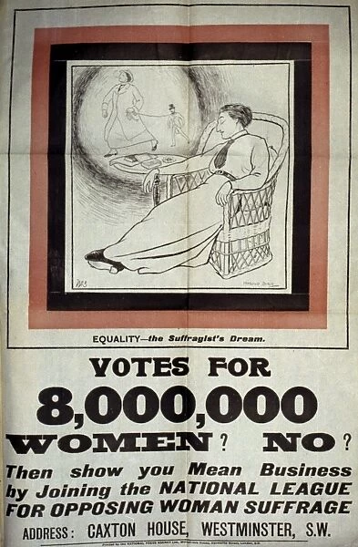 WOMENs RIGHTS, c1917. Poster for the British Womens National Anti-Suffrage League