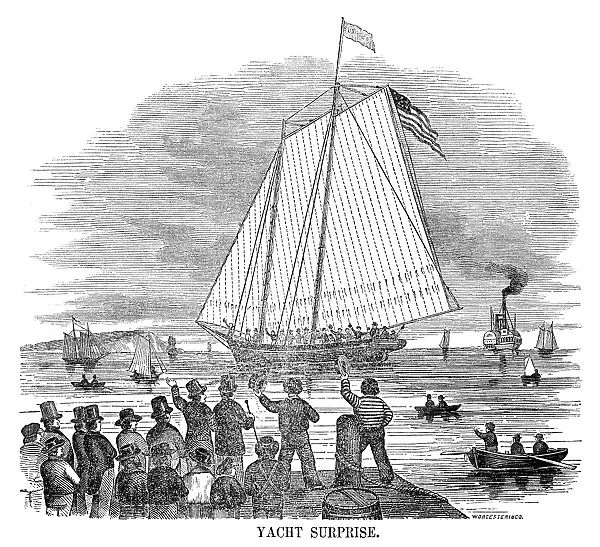 YACHT: SURPRISE, 1851. The yacht, Surprise, in Boston. Engraving, American, 1851