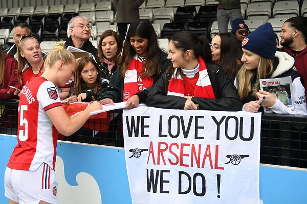 Arsenal Women's Victory: Stina Blackstenius Greets Fans at Meadow Park