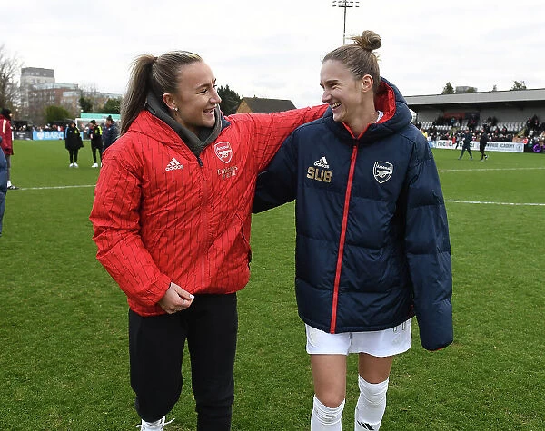 Arsenal Women's Vivianne Miedema and Teyah Goldie Celebrate Post-Match Embrace after FA Cup Victory over Watford Women
