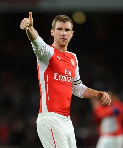 Arsenal's Per Mertesacker Celebrates with Fans after Arsenal v Newcastle United Win, 2014 / 15