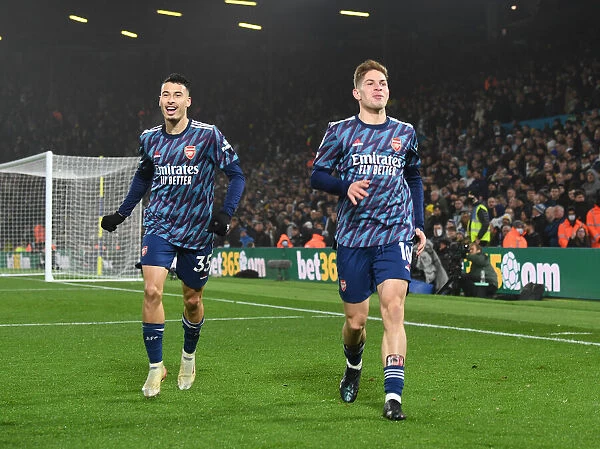 Emile Smith Rowe and Gabriel Martinelli Celebrate Arsenal's Four-Goal Lead over Leeds United