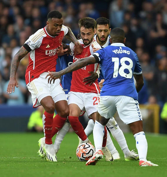 Gabriel and Fabio Vieira vs. Ashley Young: Everton vs. Arsenal, Premier League 2023-24