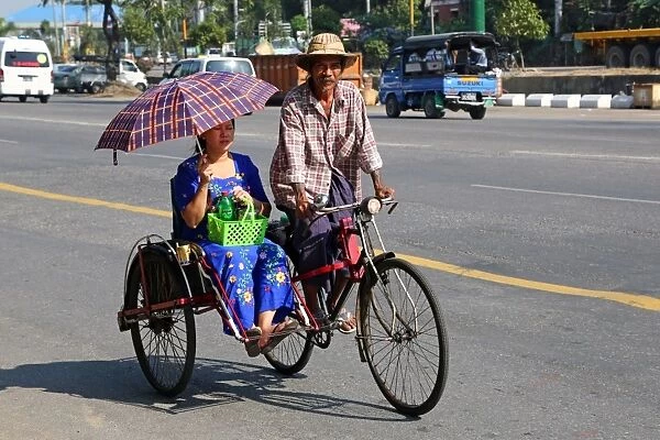 Bicycle taxi, Yangon, Myanmar