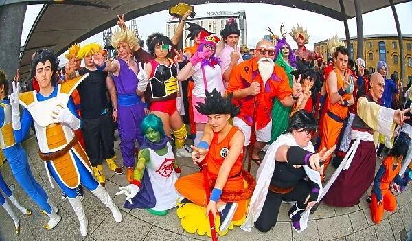 Characters from Dragonball gatther together at MCM London Comic Con at Excel London
